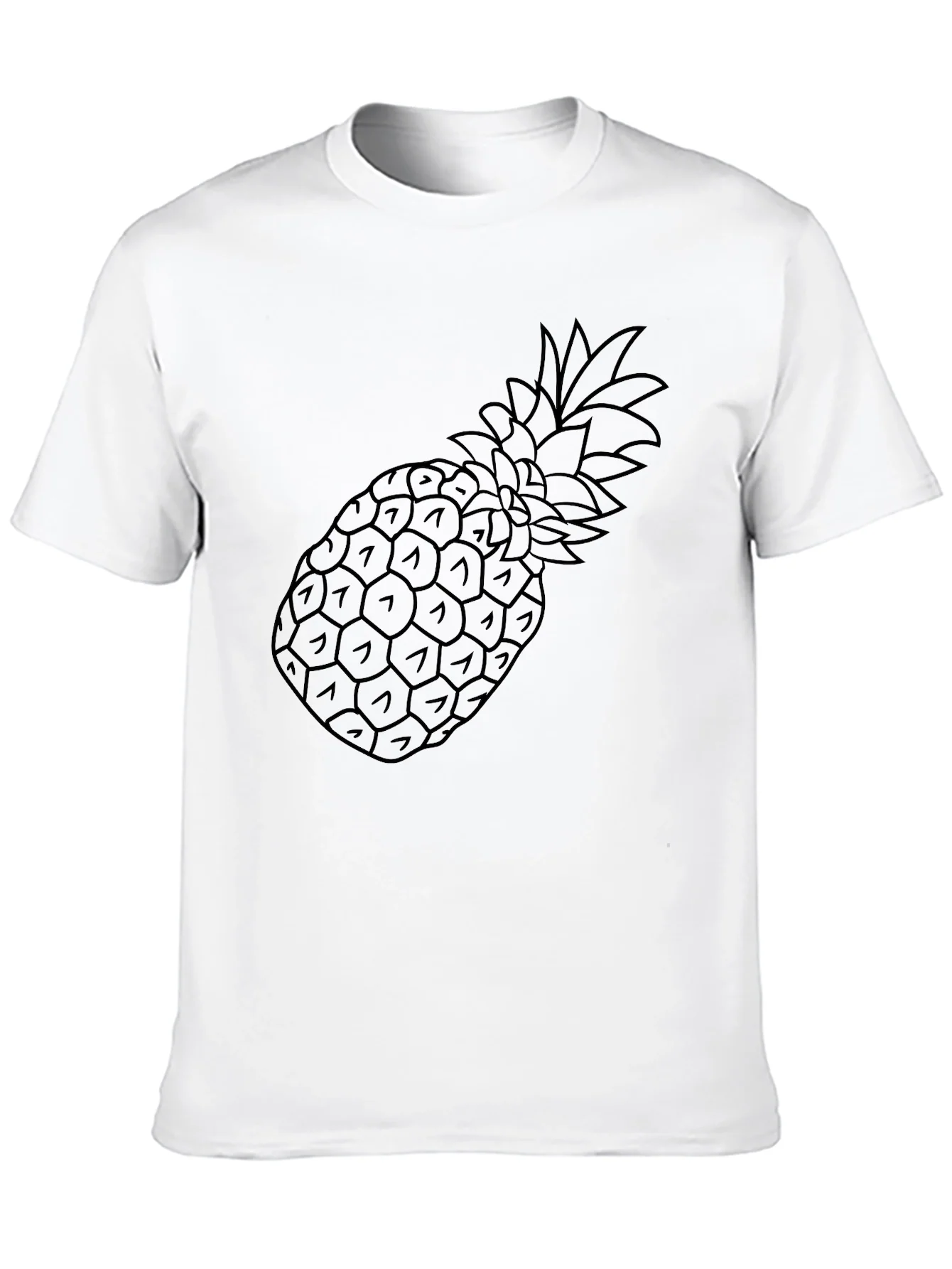 Black Pineapple Outline Graphic Tee Shirt