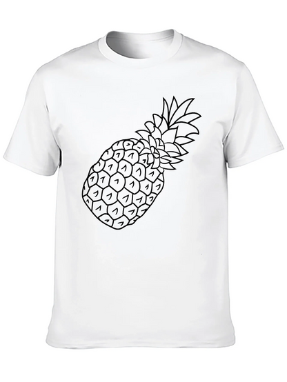 Black Pineapple Outline Graphic Tee Shirt