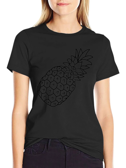 Black Pineapple Outline Graphic Tee Shirt