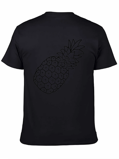 Black Pineapple Outline Graphic Tee Shirt