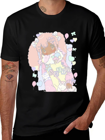 Kawaii Anime Graphic Tee - Pastel Goth Style