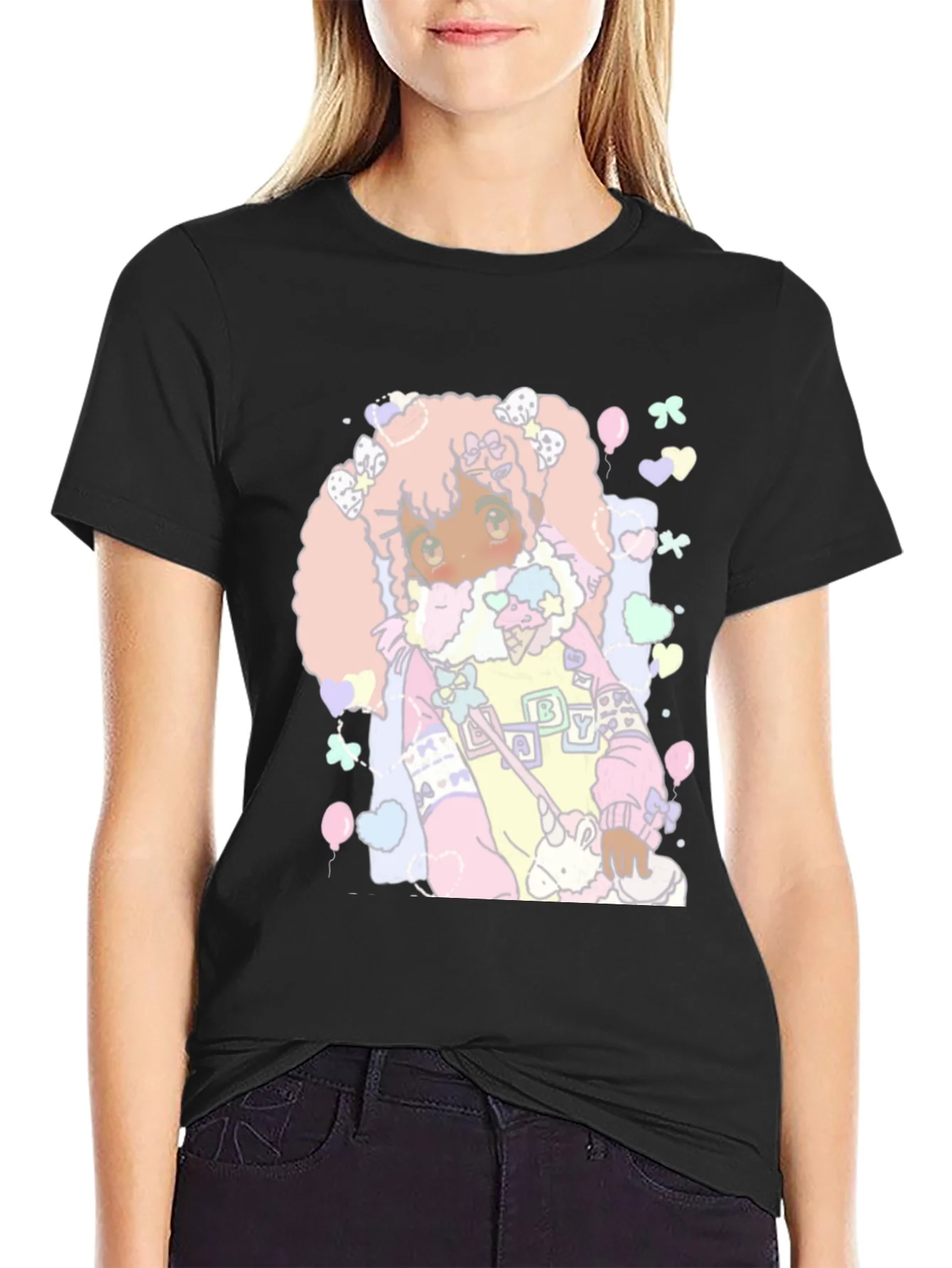 Kawaii Anime Graphic Tee - Pastel Goth Style