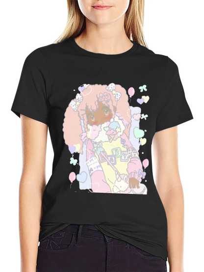 Kawaii Anime Graphic Tee - Pastel Goth Style