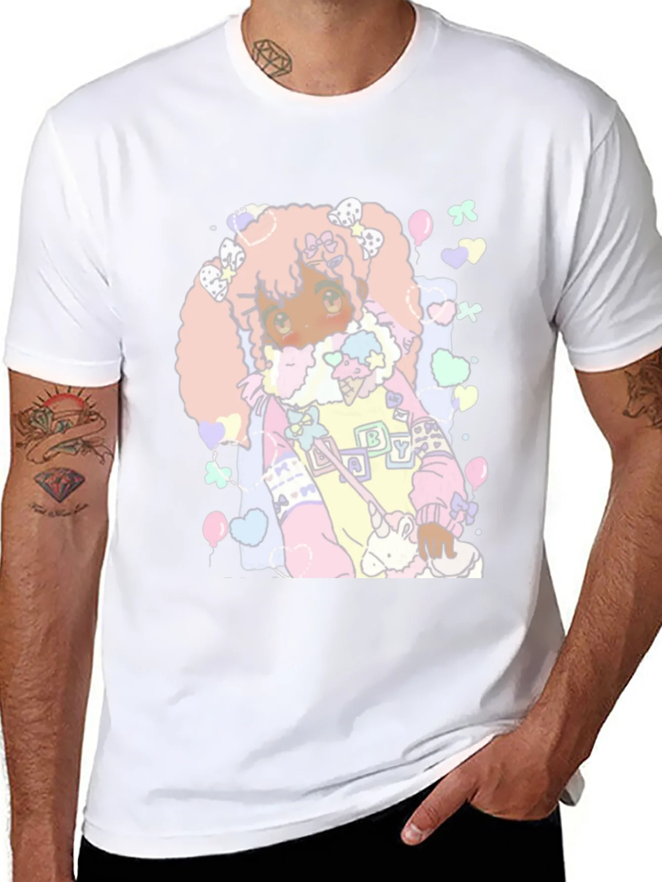 Kawaii Anime Graphic Tee - Pastel Goth Style