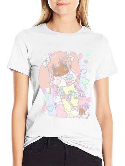 Kawaii Anime Graphic Tee - Pastel Goth Style
