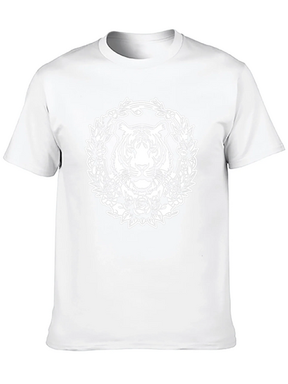 Tiger Floral Wreath Graphic Tee - Black