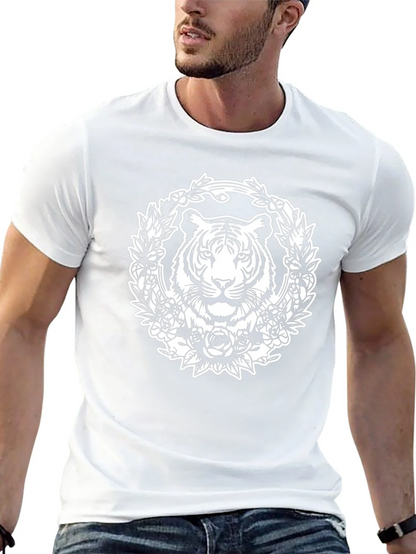 Tiger Floral Wreath Graphic Tee - Black