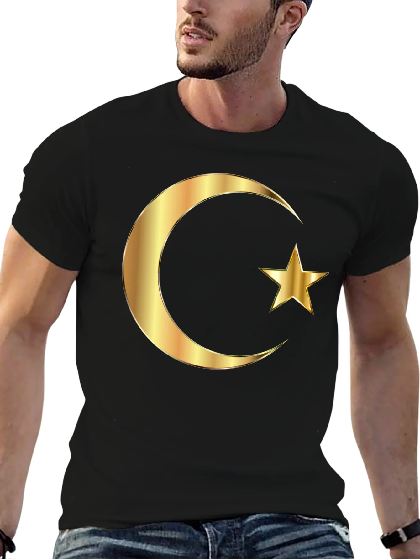 Islamic Crescent Star Graphic Tee - Black