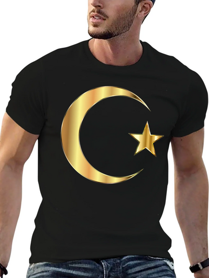 Islamic Crescent Star Graphic Tee - Black