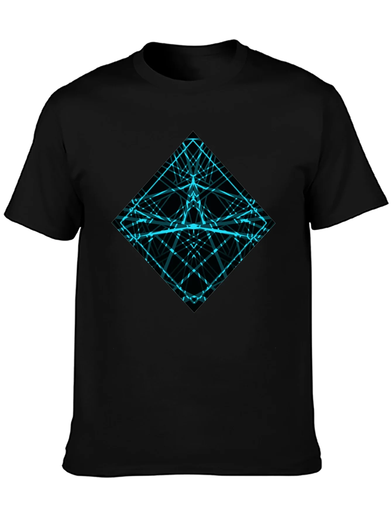 Geometric Lines Graphic Tee - Mens Black Shirt