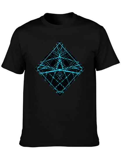 Geometric Lines Graphic Tee - Mens Black Shirt