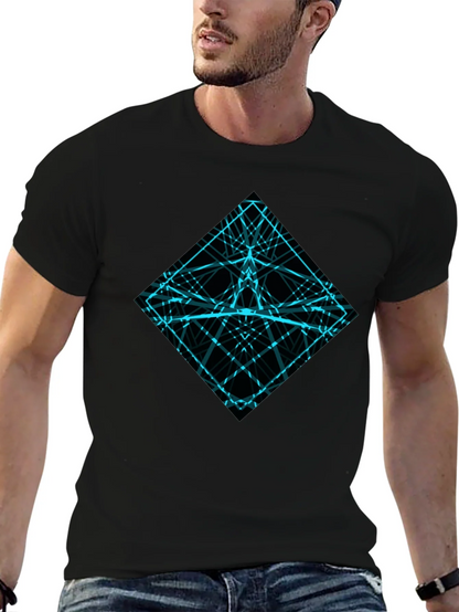 Geometric Lines Graphic Tee - Mens Black Shirt