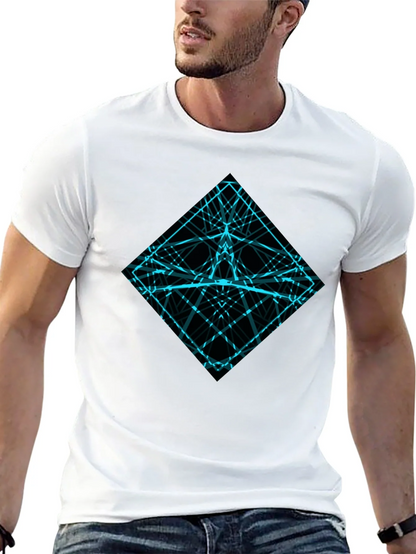 Geometric Lines Graphic Tee - Mens Black Shirt