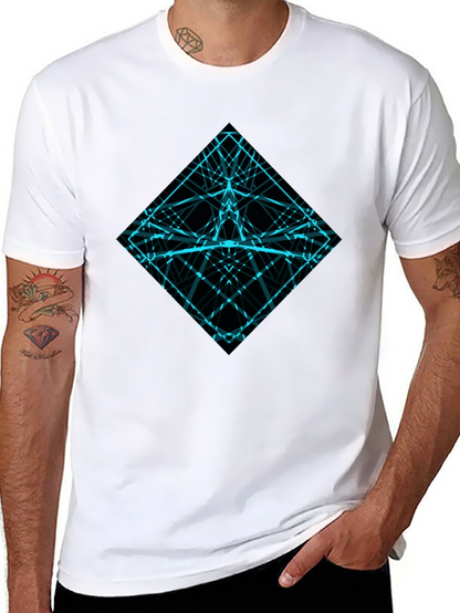 Geometric Lines Graphic Tee - Mens Black Shirt