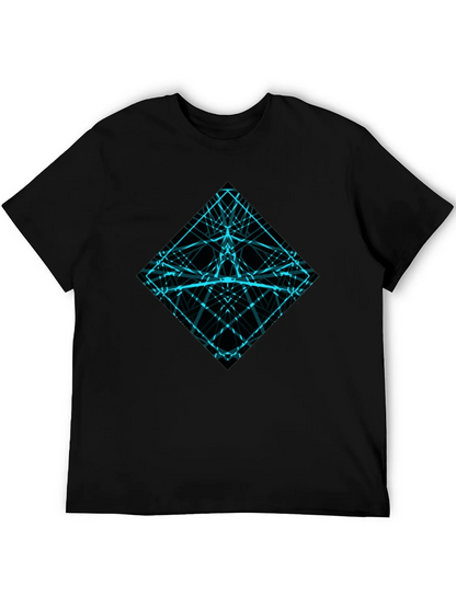 Geometric Lines Graphic Tee - Mens Black Shirt