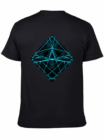 Geometric Lines Graphic Tee - Mens Black Shirt
