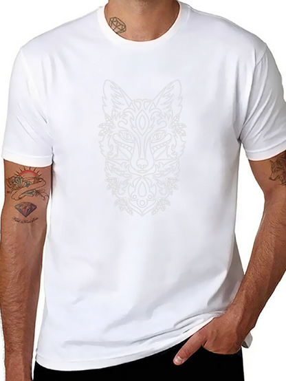 Fox Mandala Graphic Print Black T-Shirt