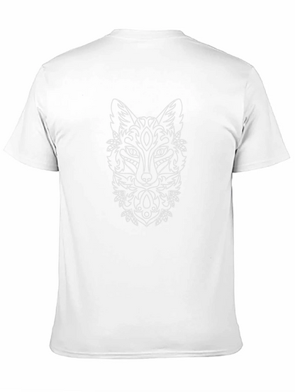 Fox Mandala Graphic Print Black T-Shirt