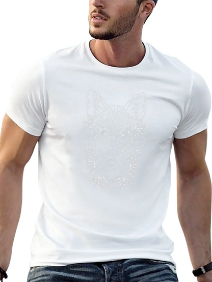 Fox Mandala Graphic Print Black T-Shirt