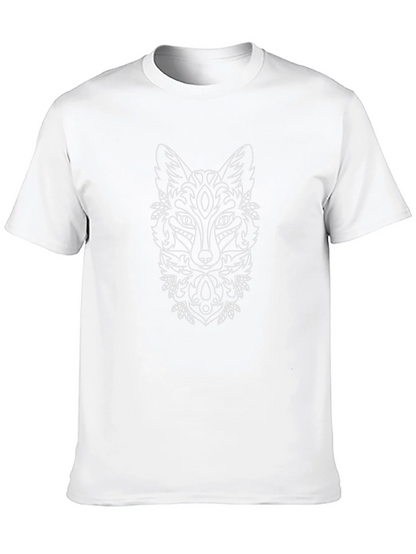 Fox Mandala Graphic Print Black T-Shirt