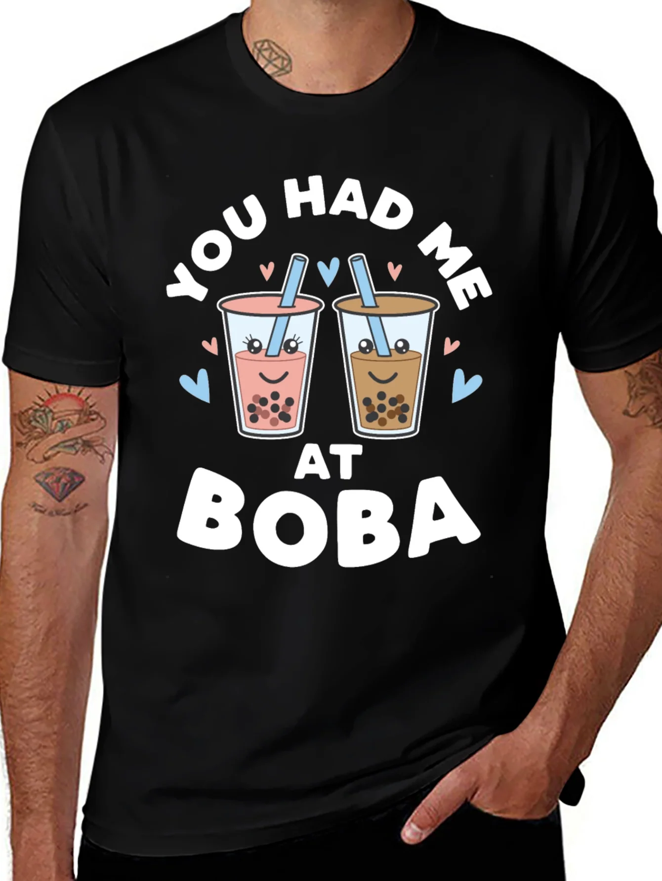 You Had Me At Boba Black Graphic Tee
