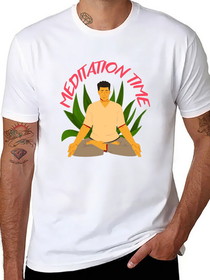 Meditation Time Black T-Shirt for Men