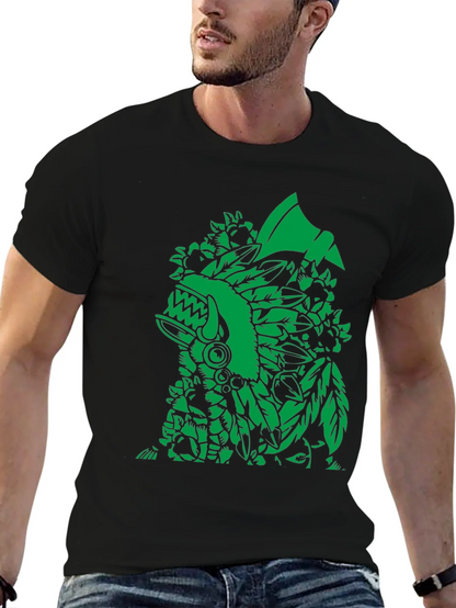 Aztec Warrior Graphic Black T-Shirt