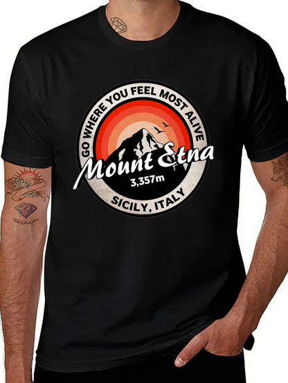 Mount Etna Graphic Tee - Sicily Italy T-Shirt