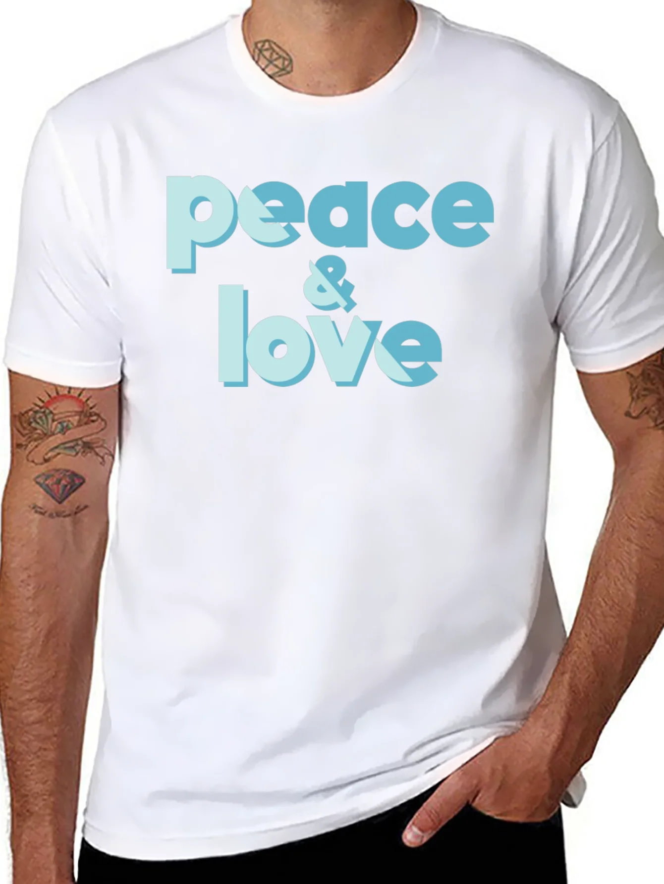 Peace & Love Graphic T-Shirt - Trendy Casual Tee