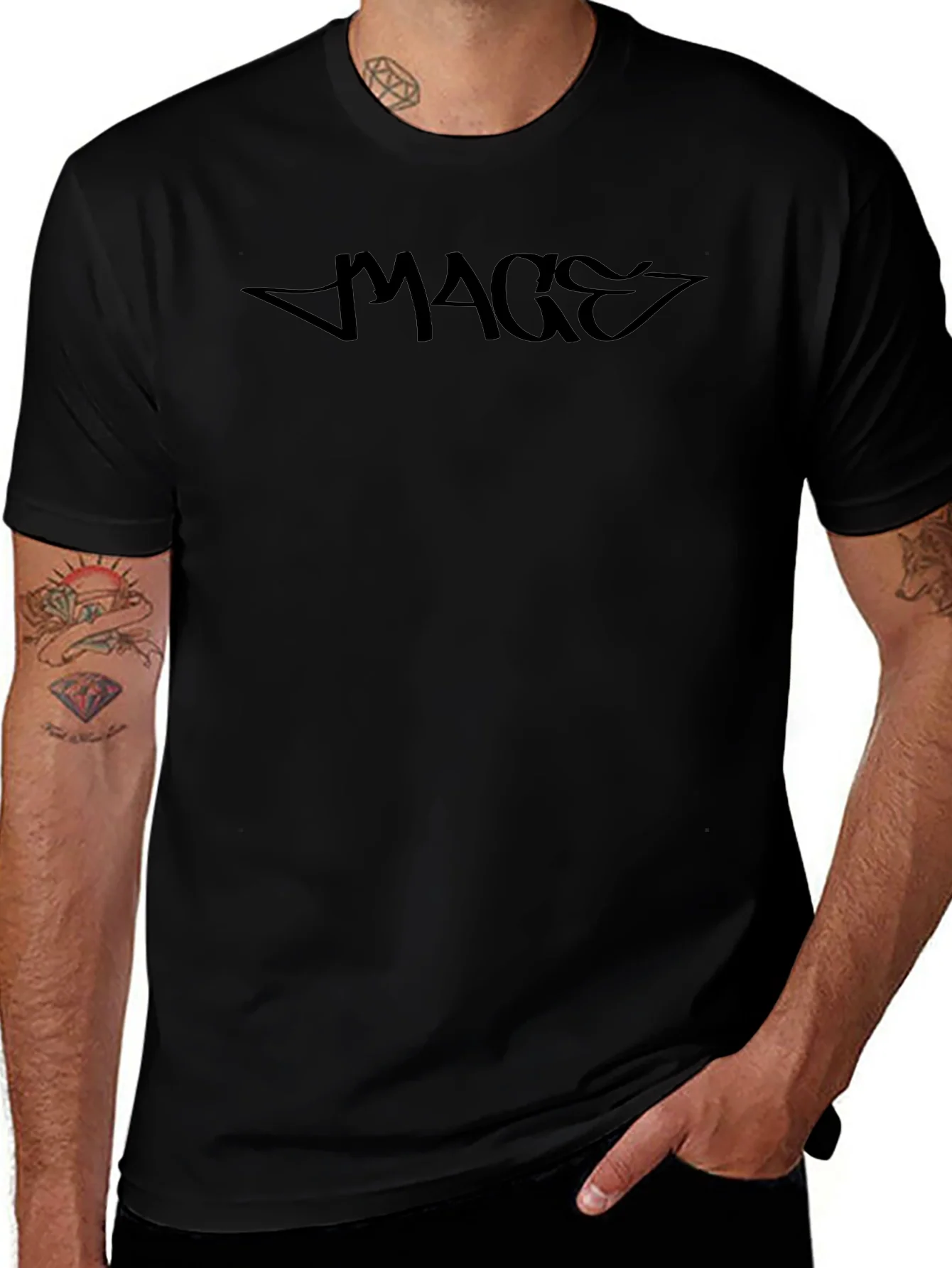 MAGE Black Graphic Tee - Casual Style