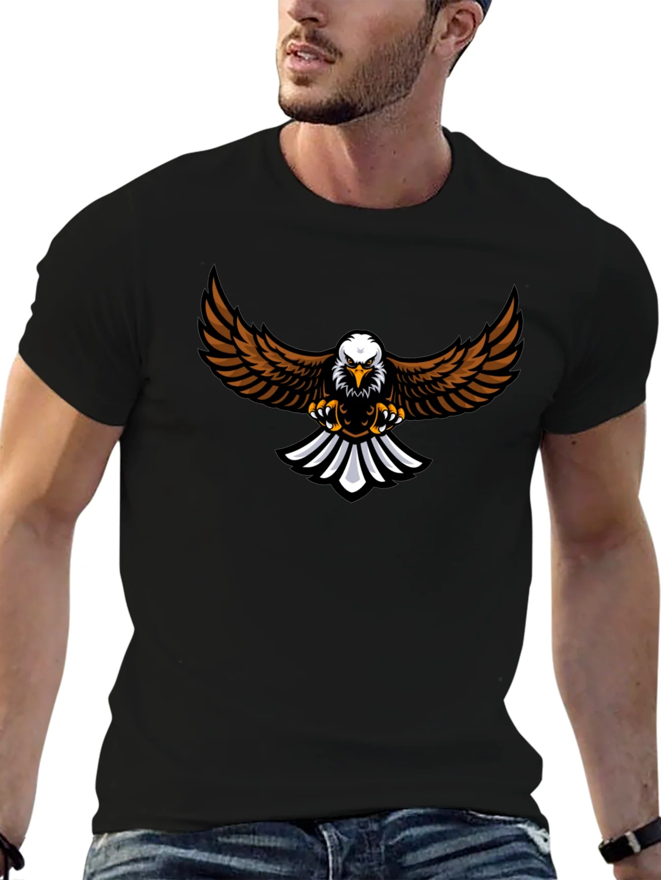 Eagle Graphic Tee - Black Cotton Blend