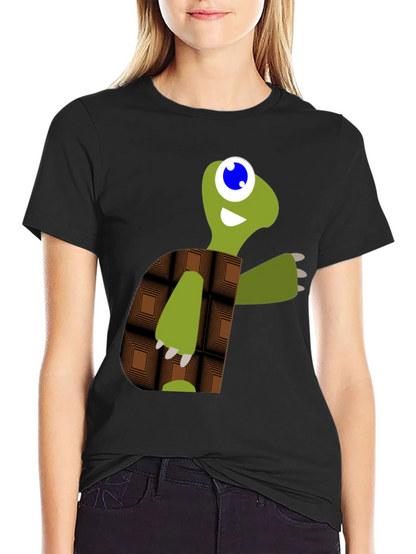 Cartoon Turtle Graphic Tee - Black Casual T-Shirt