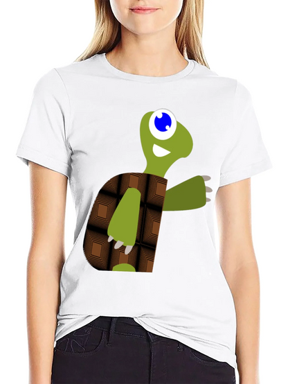 Cartoon Turtle Graphic Tee - Black Casual T-Shirt