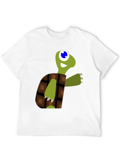 Cartoon Turtle Graphic Tee - Black Casual T-Shirt