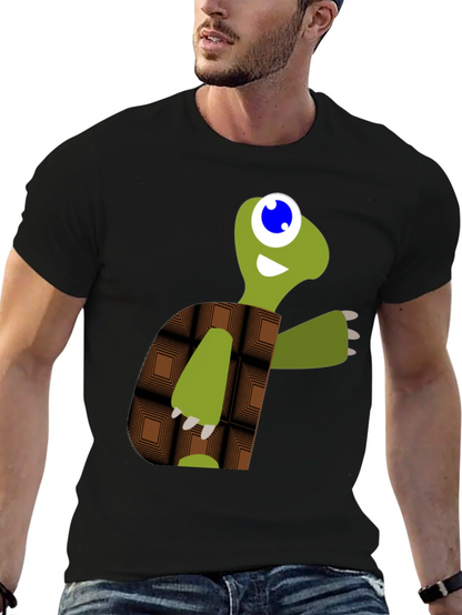 Cartoon Turtle Graphic Tee - Black Casual T-Shirt