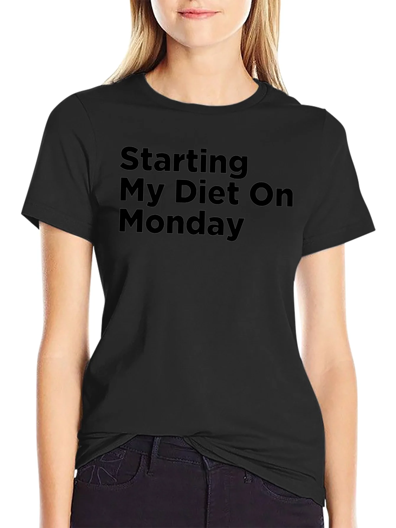 Starting My Diet On Monday Black T-Shirt
