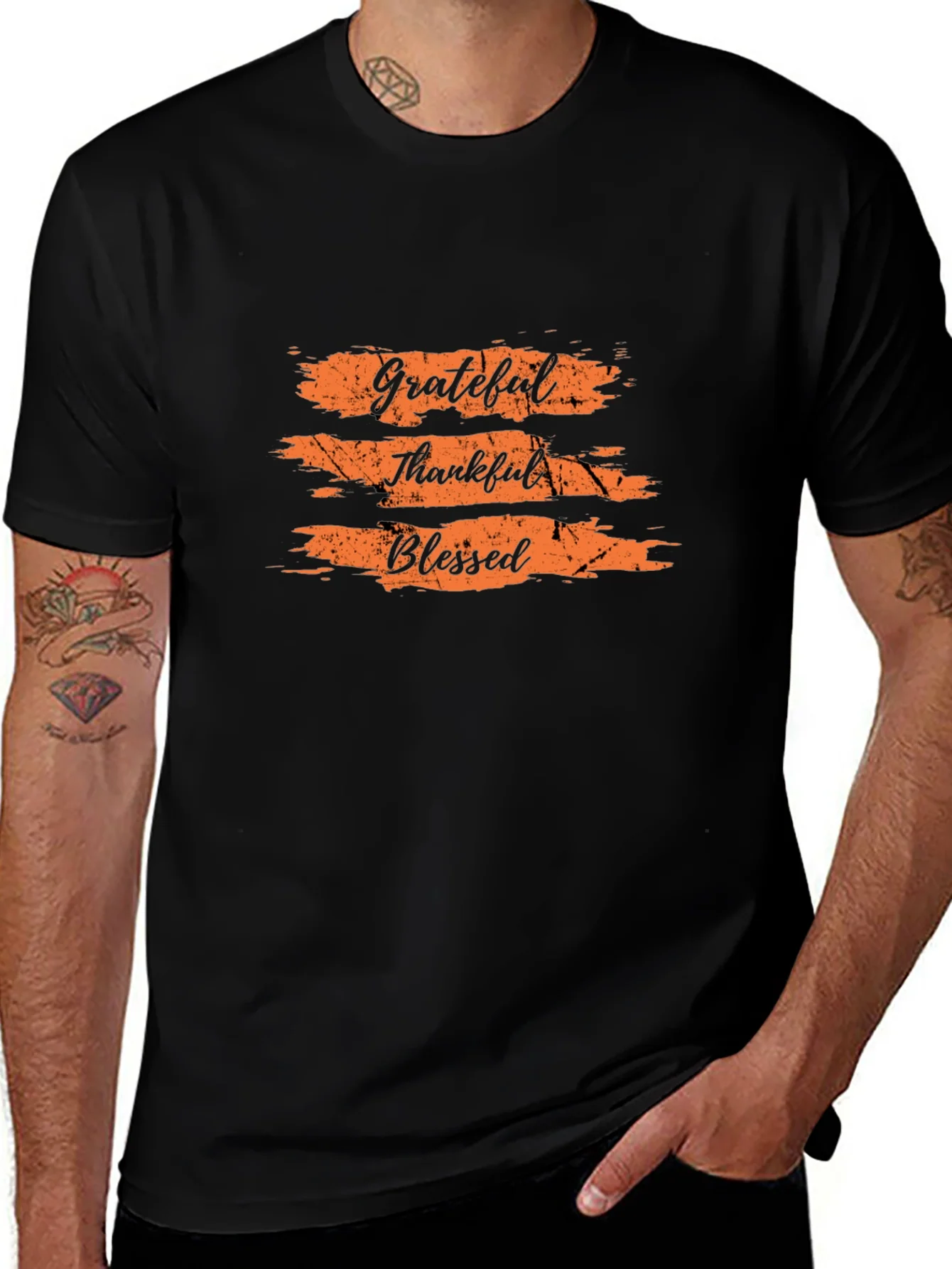 Grateful Thankful Blessed Black T-Shirt