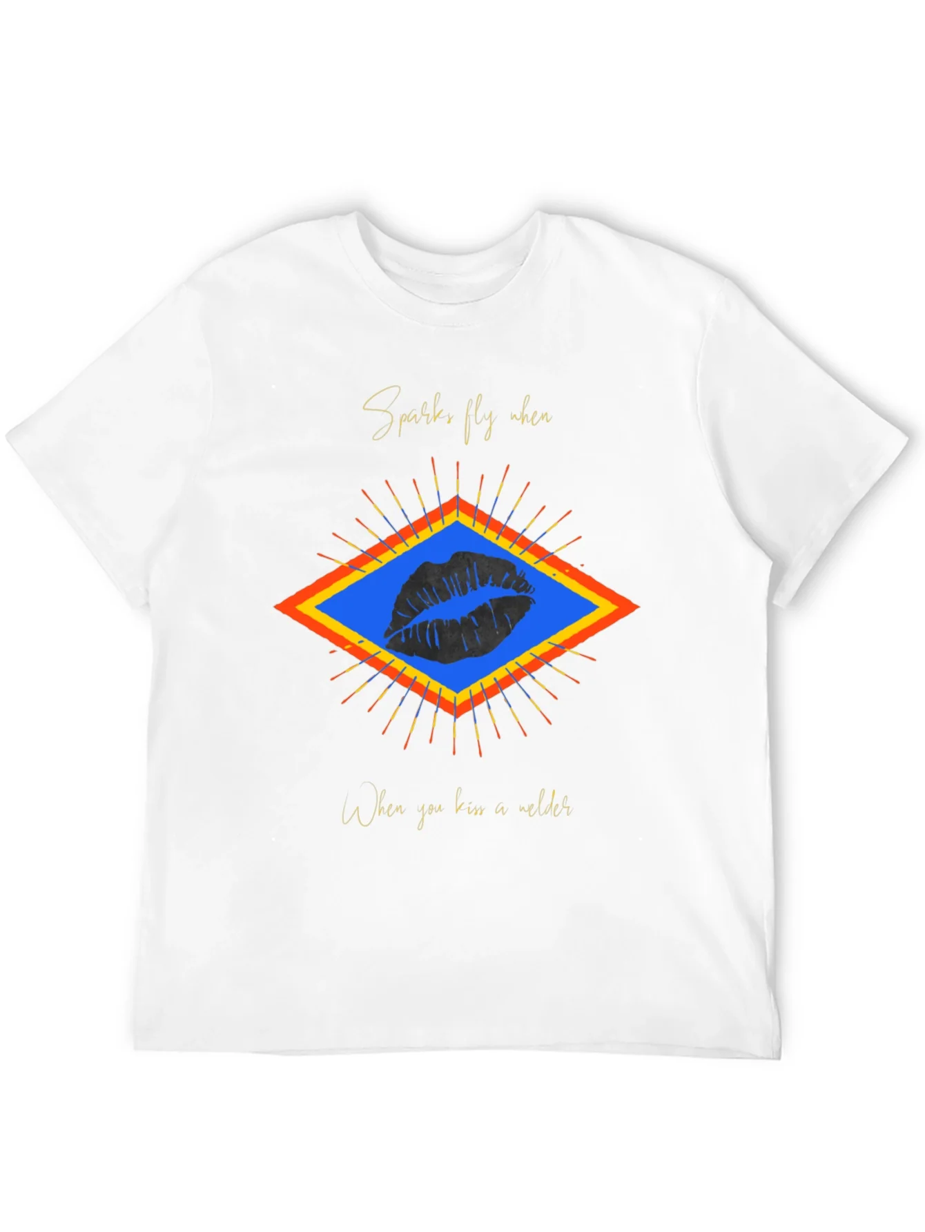 Sparks Fly Welder Kiss Graphic Tee