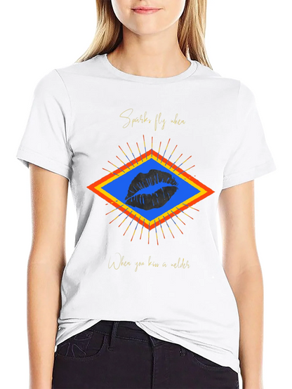 Sparks Fly Welder Kiss Graphic Tee