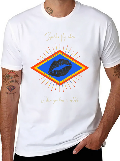 Sparks Fly Welder Kiss Graphic Tee