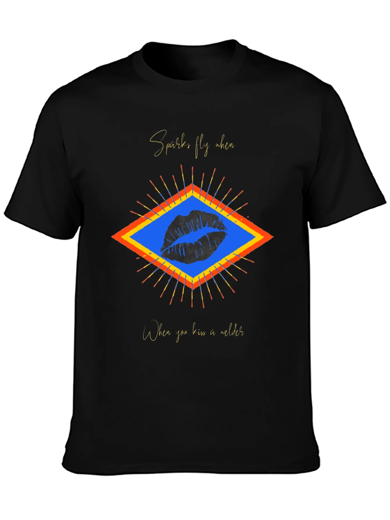 Sparks Fly Welder Kiss Graphic Tee