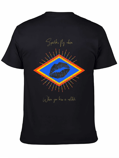 Sparks Fly Welder Kiss Graphic Tee