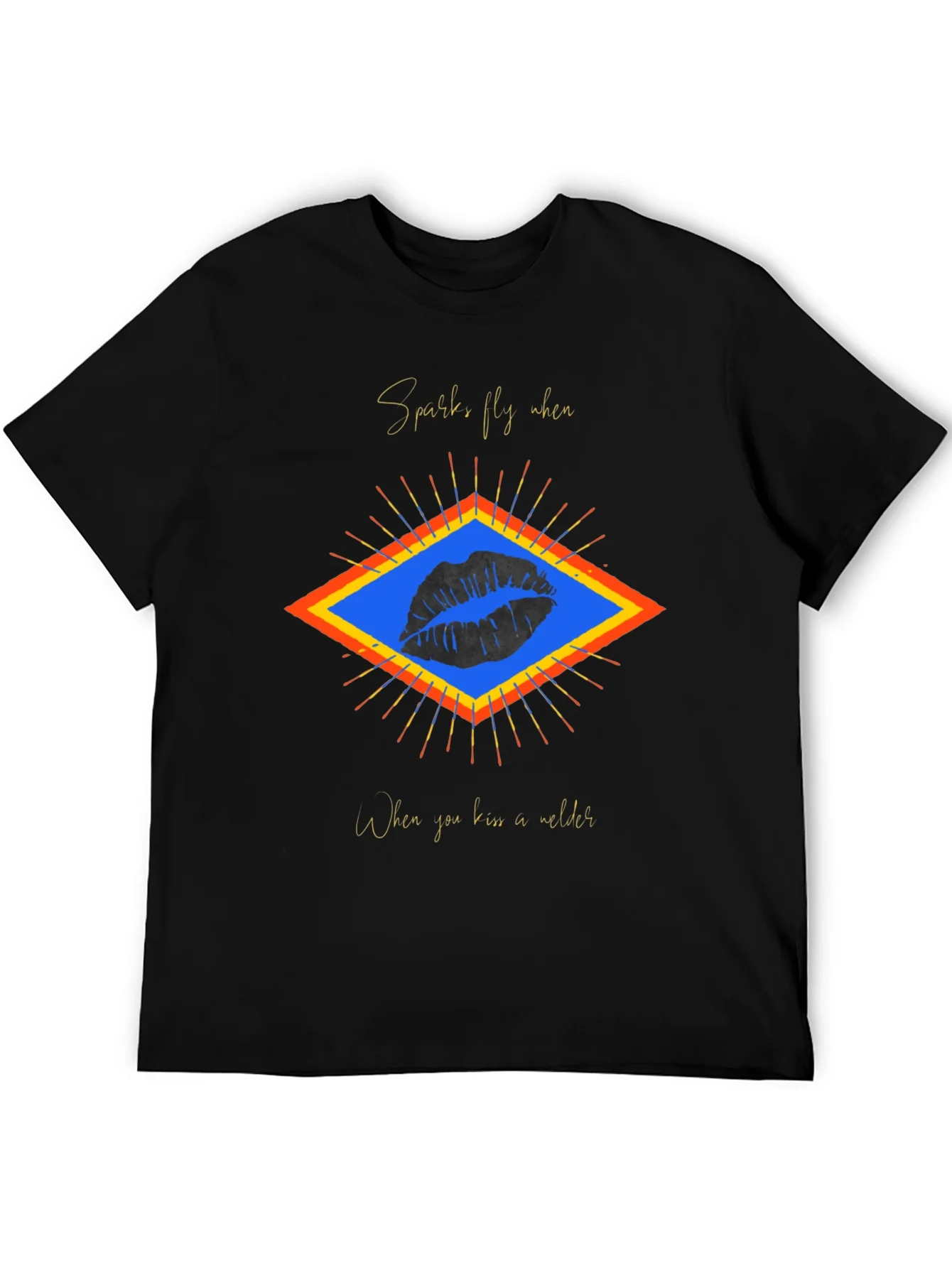 Sparks Fly Welder Kiss Graphic Tee