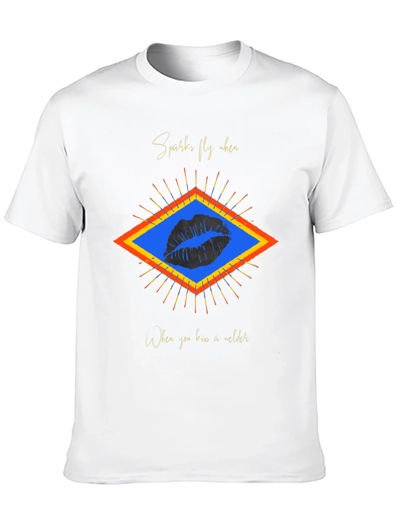 Sparks Fly Welder Kiss Graphic Tee