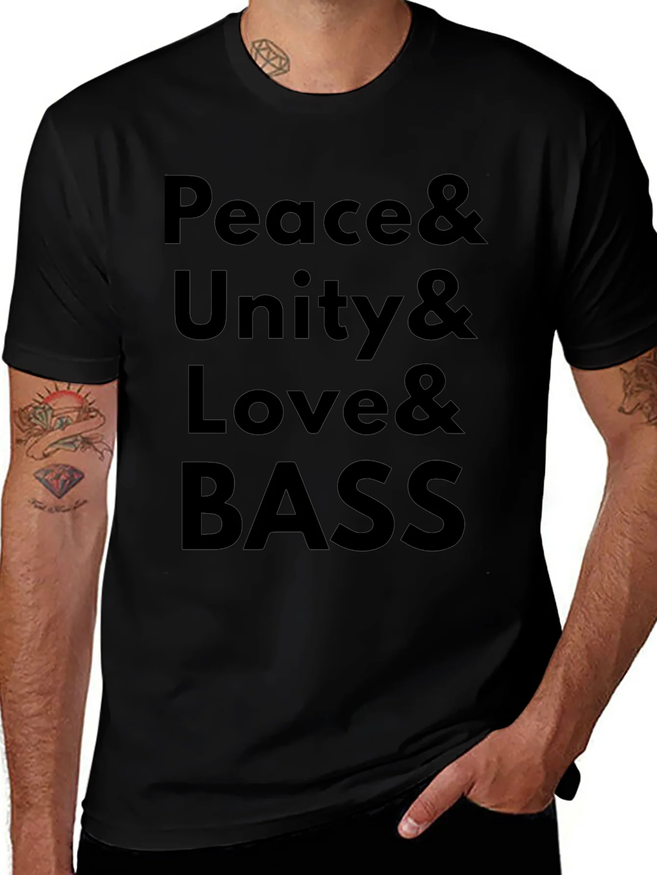 Peace Unity Love Bass Graphic T-Shirt