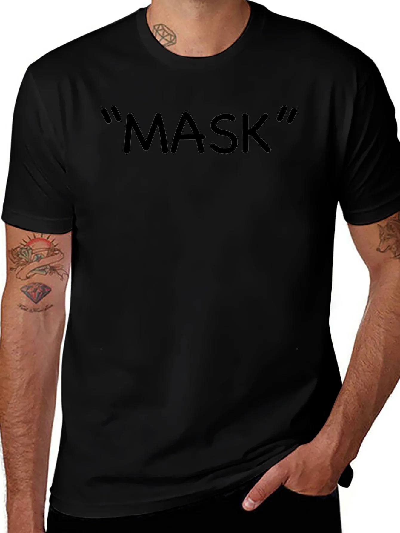 Mens Black MASK Graphic Tee - Casual Style
