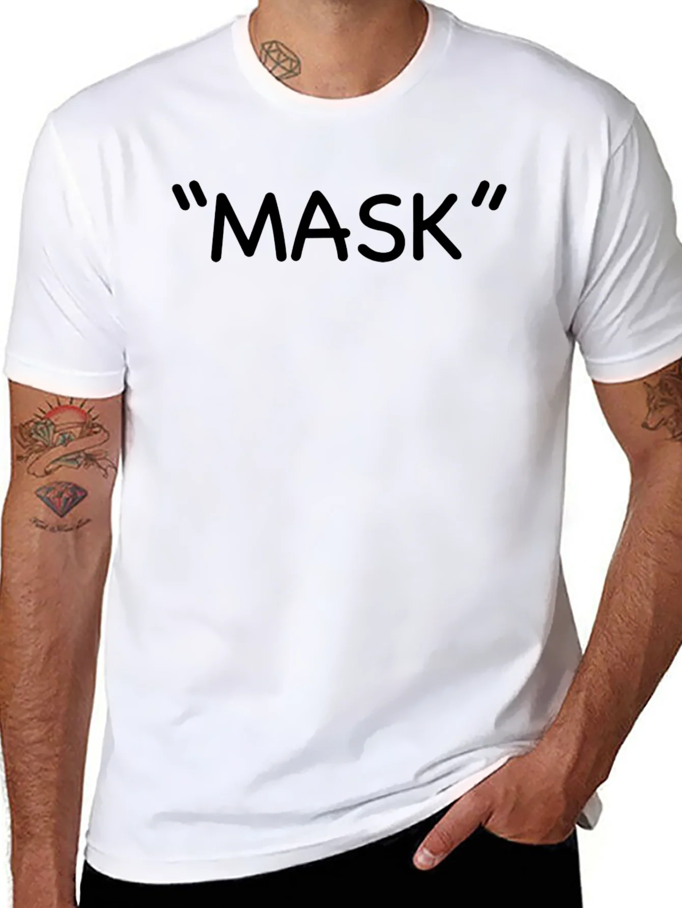 Mens Black MASK Graphic Tee - Casual Style
