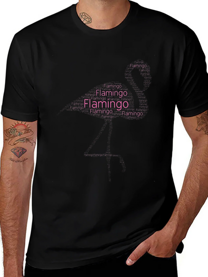 Flamingo Word Art Graphic Black T-Shirt