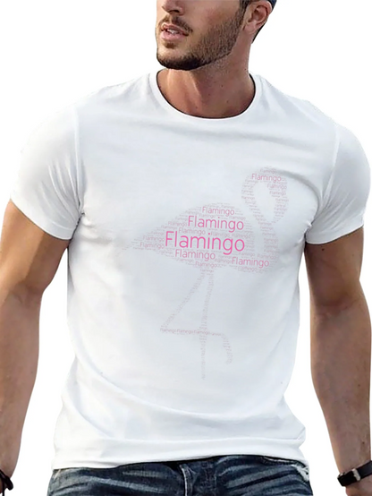 Flamingo Word Art Graphic Black T-Shirt