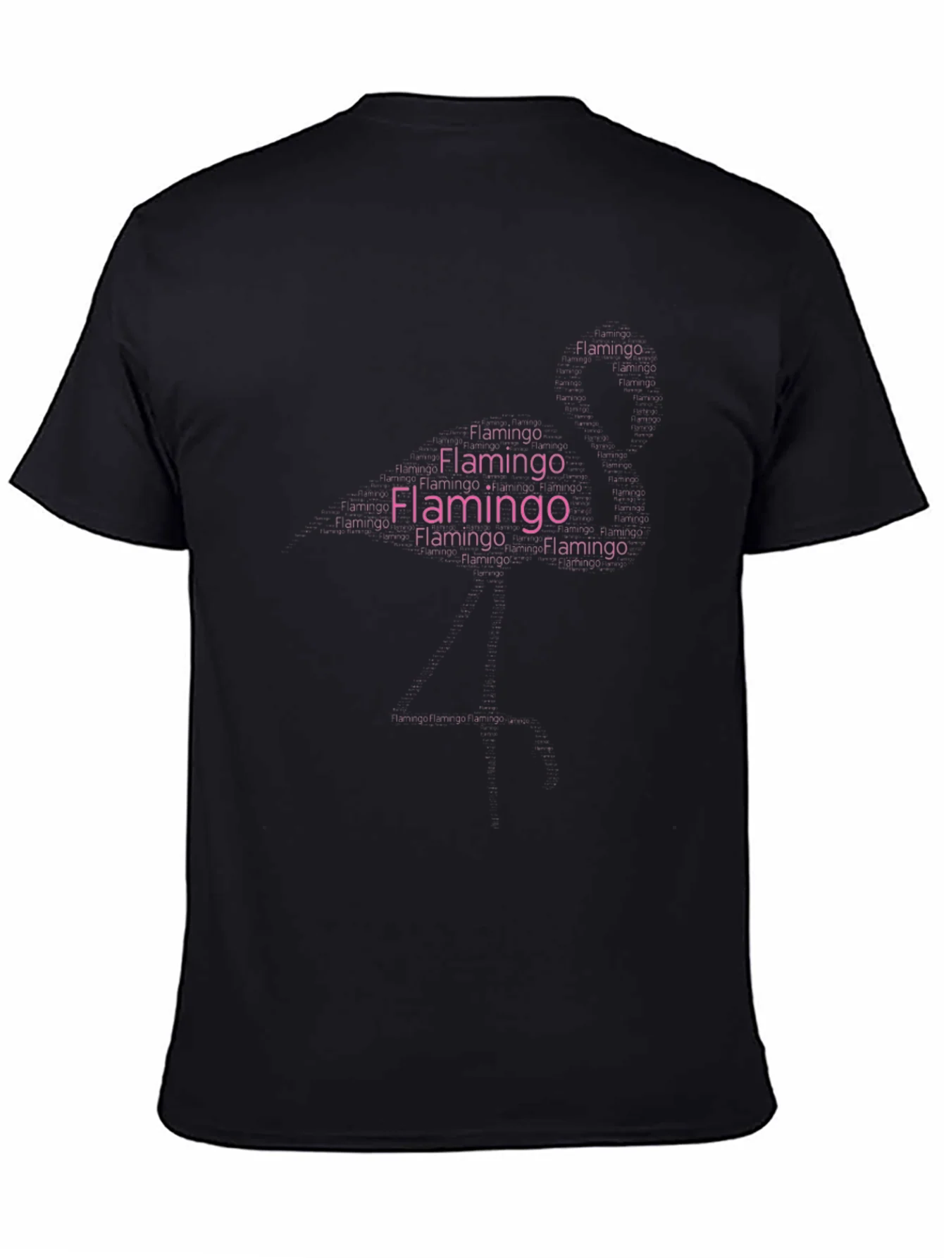 Flamingo Word Art Graphic Black T-Shirt